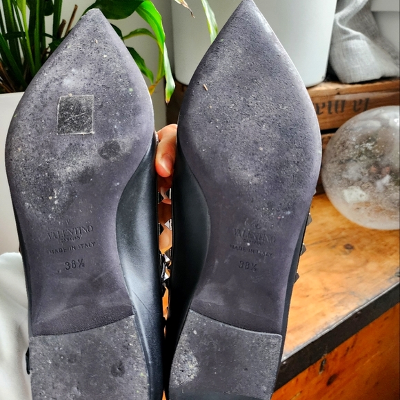 Valentino Rockstud Noir T-Strap Caged Flats - Picture 7 of 8